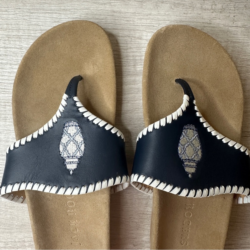 Jack Rogers USA Casual Sandal in Midnight & White with Suede Sole in Size 6.5 - Picture 5 of 9